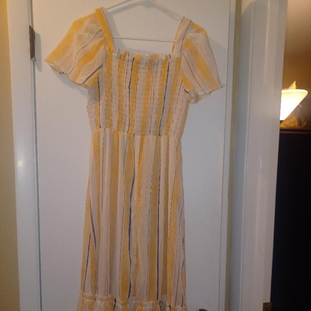Lauren Conrad Yellow Striped Dress Size M NWT